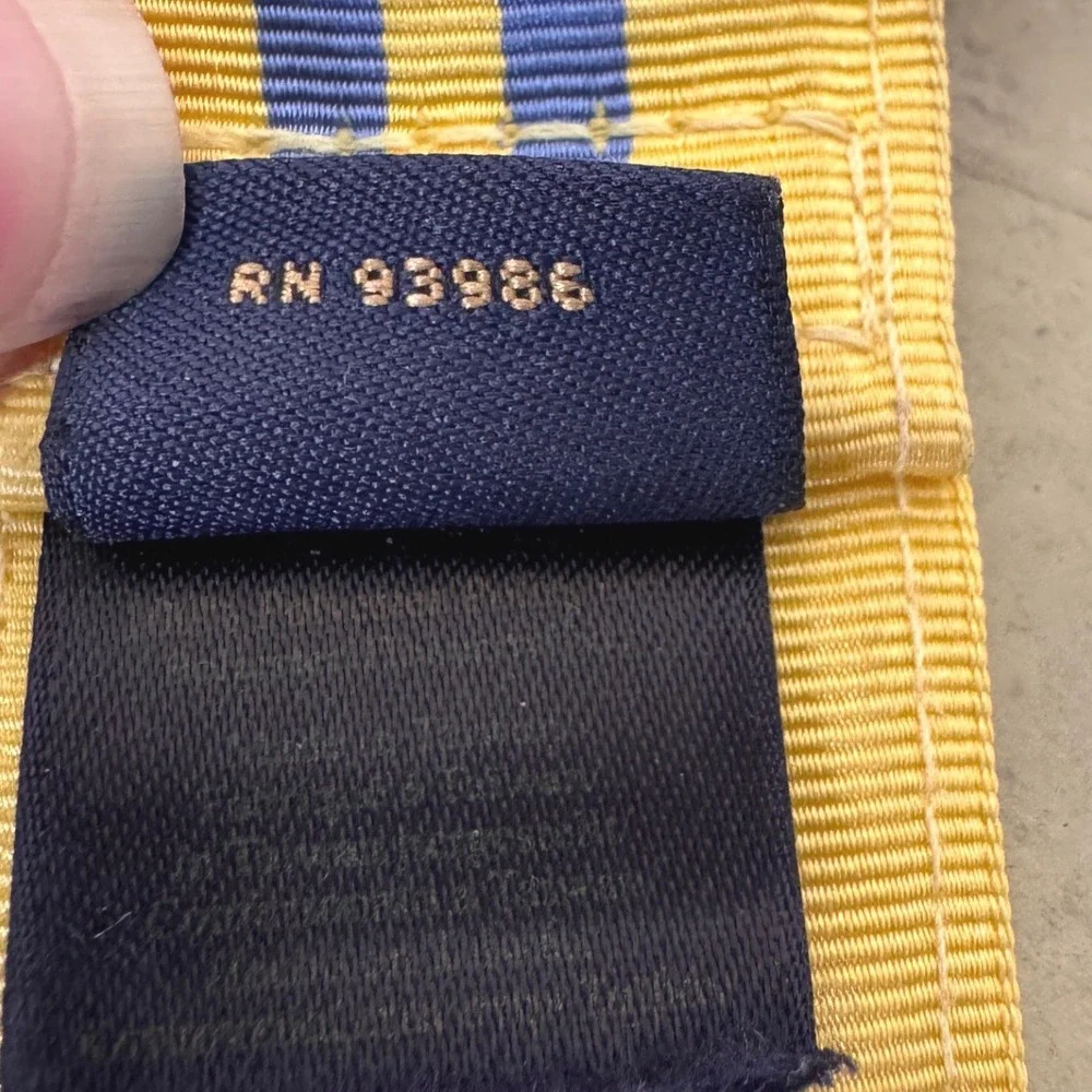Vintage Brooks Brothers 346 Men's Striped D-Ring Belt Yellow Blue Size